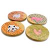 Urban Market 4 Piece Bamboo Coaster Set with Decorative Farm Animals
