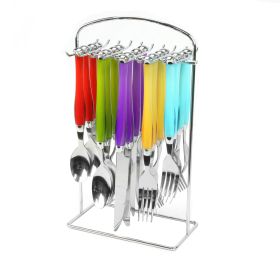 Gibson Home Santoro 20-Piece Stainless Steel Flatware Set With Hanging Rack – Modern Dining With Artistic Flair