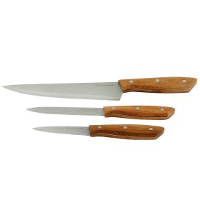 Gibson Home Seward 3 Piece Stainless Steel Knife Set with Wood Handles