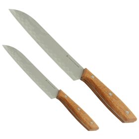 Gibson Home Seward 2 Piece Stainless Steel Santoku Knife Set with Wood Handles