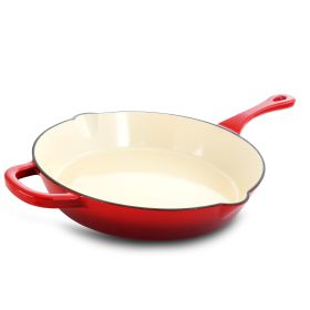 Crock Pot Artisan 12 in. Round Enameled Cast Iron Skillet in Scarlet Red