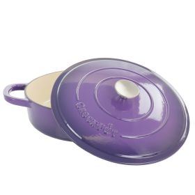 Crock-Pot Artisan 2 Piece 5 Quart Enameled Cast Iron Round Braiser Pan with Self Basting Lid in Lavender