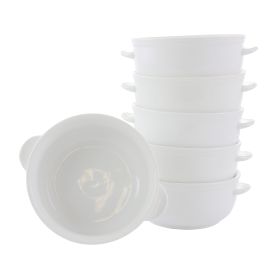 Our Table Simply White 6 Piece 5.5 Inch Porcelain Double Handle Bistro Bowl Set