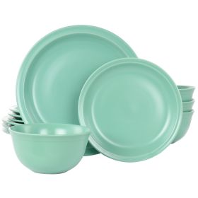 Gibson Home Siam 12 Piece Round Stoneware Dinnerware Set in Green