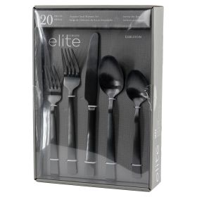 Gibson Elite Earlston 20 Piece Stainless Steel Flatware Set in Black