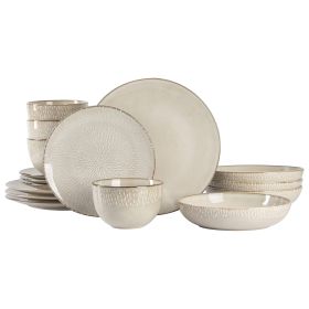Gibson Elite Matisse 16 Piece Stoneware Dinnerware Set in Cream with Reactive Glaze