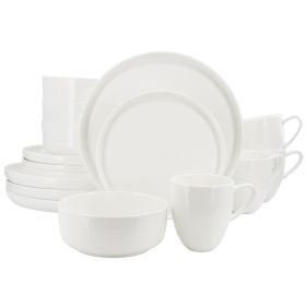 Gibson Elite Annual Rings 16 Piece Bone China Dinnerware Set in White