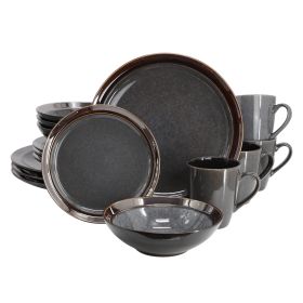 Gibson Elite Priya 16 Piece Stoneware Reactive Glaze Dinnerware Set in Grey