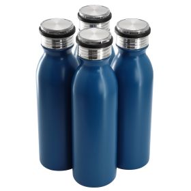 Gibson Home Marina 4 Piece 20 Ounce Stainless Steel Thermal Bottle – Matte Blue