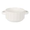 Gibson Elite Earlhart 2 Piece 6 Inch Ribbed Stoneware Soup Bowl Set with Handles in White