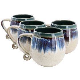 Meritage Lexington 4 Piece 20 Ounce Stoneware Two Tone Mug Set in Blue Multi
