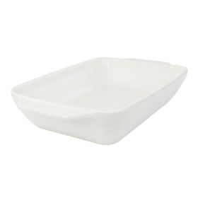 Gibson 4 Quart Rectangular Stoneware Casserole Dish in White Speckle