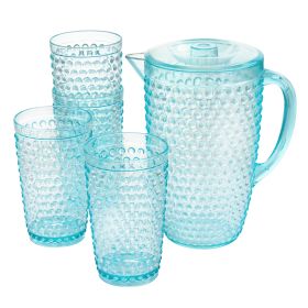Gibson Home Malone 5 Piece Plastic Pitcher and Tumbler Set in Light Blue