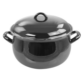 Gibson 6.5 Quart Enamel-Coated Steel Stock Pot with Lid – Multi-Purpose Cookware for Soups, Stews, Pasta, and More