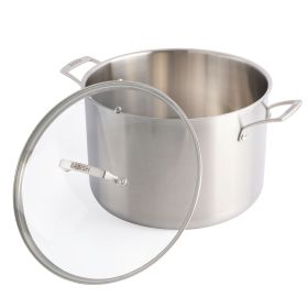 Babish 12 Quart Tri-Ply Stainless Steel Professional Grade Stock Pot in Silver