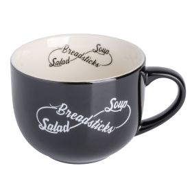 Babish 17 Ounce Wide Fine Ceramic Breadstick Soup & Salad Mug in Black
