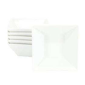 Our Table Simply White 6 Piece 26 Ounce Fine Ceramic Square Soup Bowl Set in White