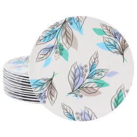 Gibson Home Tropical Sway Vineyard 12 Piece 9 Inch Round Melamine Dessert Plate Set in Blue