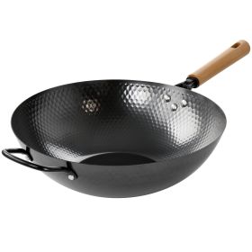 Oster Bressler 13.5in Nonstick Carbon Steel Wok with Wooden Handle