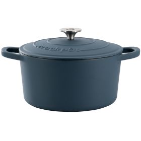 Crockpot Artisan 5 Quart Enameled Cast Iron Dutch Oven in Matte Navy Blue
