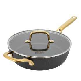 Oster Abbottsford 4 Quart Nonstick Aluminum Saute Pan with Glass Lid in Black