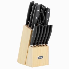 Oster Collister 15 Piece Stainless Steel Cutlery Set in Black with Soft Grip Handles