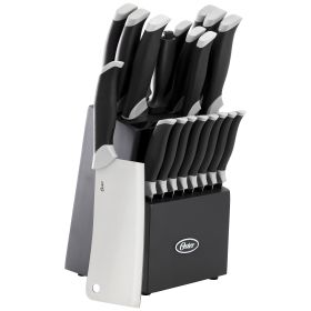 Oster Lindbergh 22 Piece Stainless Steel Cutlery Set with Storage Block in Black