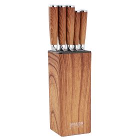 Gibson Home Jacksboro 6 Piece Stainless Steel Cutlery Set with Block in Brown