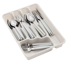 Gibson Home Edzelle 48-Piece Stainless Steel Flatware Set In Gray With Tray – Modern Design & Everyday Durability