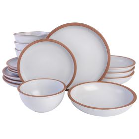 Soho Lounge Lagos 16 Piece Terracotta Double Bowl Dinnerware Set in Solid Matte White