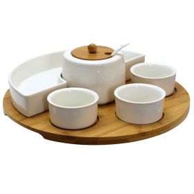 Elama Signature 8-Piece Appetizer Serving Set with Bamboo Lazy Susan