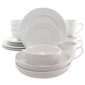 Elama Elle 18-Piece Set – Elegant White Porcelain with Two Large Serving Bowls for Any Occasion
