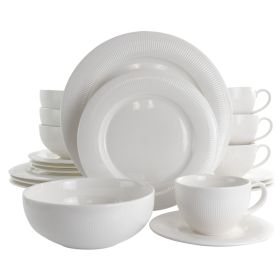 Elama Pallene 20 Piece Porcelain Dinnerware Set in White