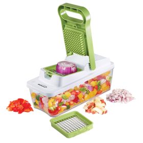 Brentwood 6.75 Cup Food Chopper and Dicer – Green Storage Container for Quick and Efficient Vegetable Cutting
