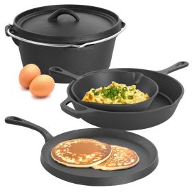 MegaChef 5-Piece Pre-Seasoned Cast Iron Cookware Set – Perfect for Every Meal