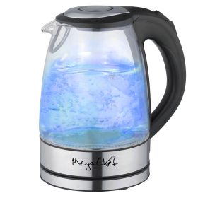 MegaChef 1.7L Stainless Steel and Glass Electric Kettle
