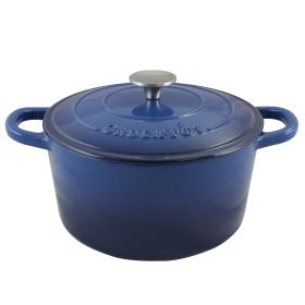 Crock-Pot Artisan 5 Quart Round Enameled Cast Iron Dutch Oven in Sapphire Blue