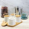 Elama Ceramic Spice, Jam and Salsa Jars with Bamboo Lids &amp; Serving Spoons