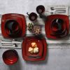 Gibson Elite Soho Lounge Square 16-Piece Dinnerware Set, Red