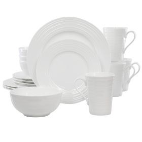 Gibson Elite Pascale 16 Piece Embossed Bone China Dinnerware Set in White