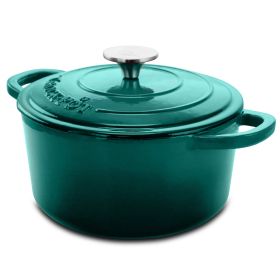 Crock-pot Artisan 3 Quart Enameled Cast Iron Dutch Ovan with Lid in Gradient Teal