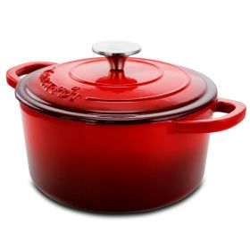 Crock-pot Artisan 3 Quart Enameled Cast Iron Dutch Ovan with Lid in Gradient Red