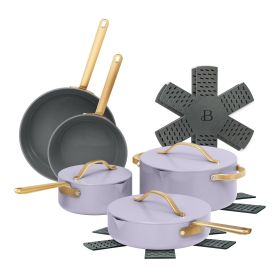 Beautiful 12-Piece Ceramic Nonstick Cookware Set In Lavender by Drew Barrymore