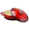 Crock-Pot Artisan 2 Piece 5 Quart Enameled Cast Iron Round Braiser Pan with Self Basting Lid in Scarlet Red