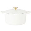 Crockpot Artisan 6 Quart Enameled Cast Iron Dutch Oven in Matte Linen with Gold Handle