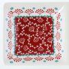 Gibson Home Village Vines 13.5 Inch Ceramic Rectangular 3 Section Tray in Red