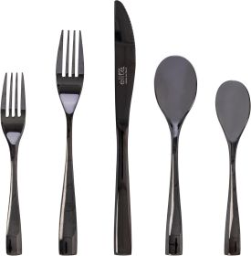 Gibson Elite Holland Road 20 Piece Black Stainless Steel Flatware Set