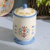 Laurie Gates California Designs Tierra 2.7 Quarts Hand Painted Stoneware Canister with Lid