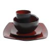 Gibson Elite Soho Lounge Square 16-Piece Dinnerware Set, Red