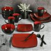 Gibson Elite Soho Lounge Square 16-Piece Dinnerware Set, Red